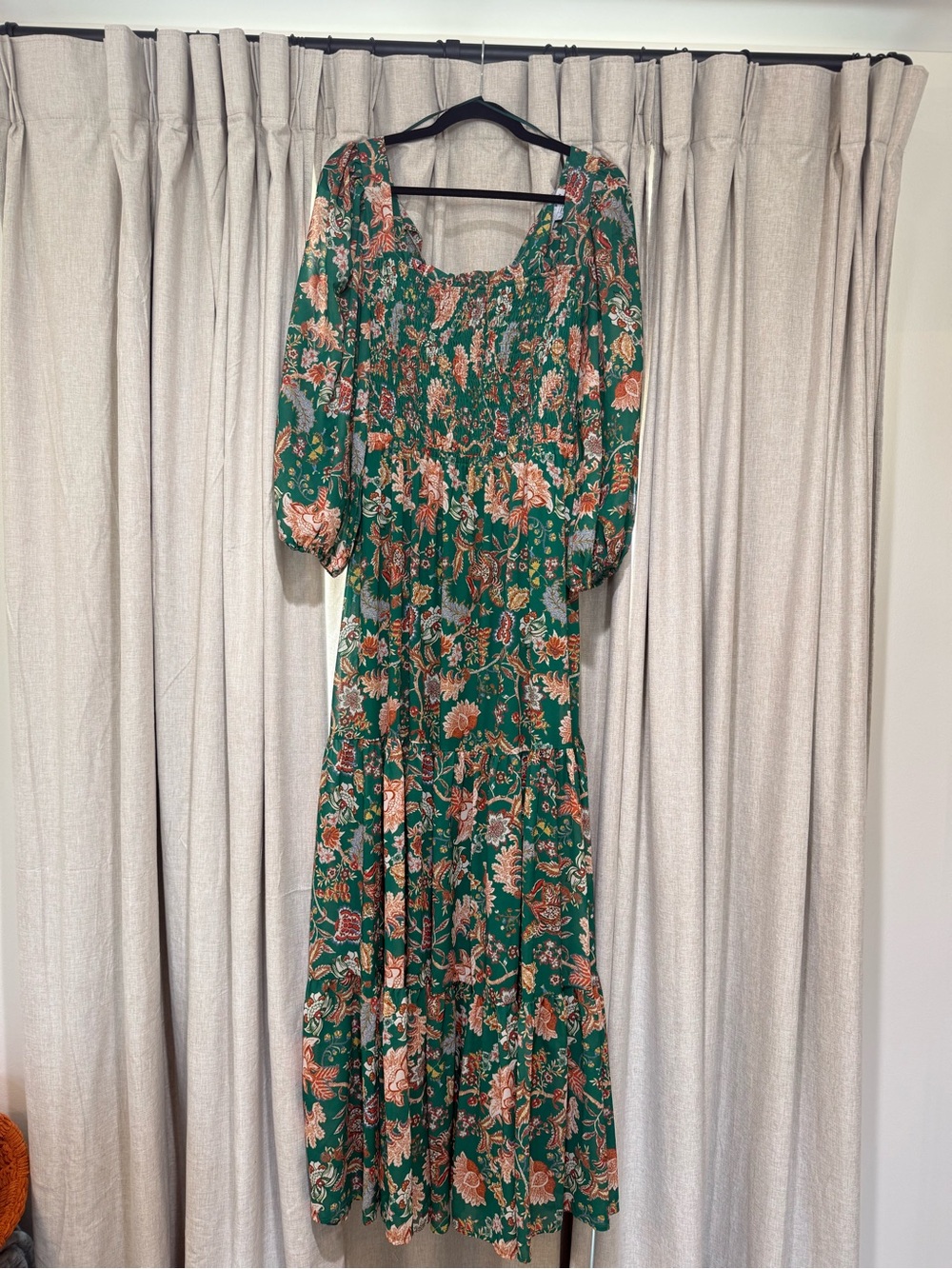 Baltic Born Green Floral Smocked Maxi Dress with Puff Sleeves - Picture 8 of 10